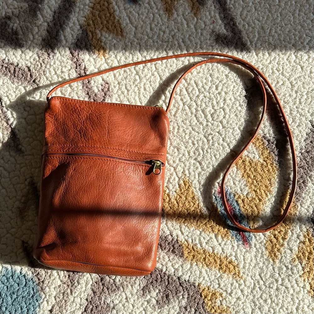 Cognac Leather Crossbody Bag